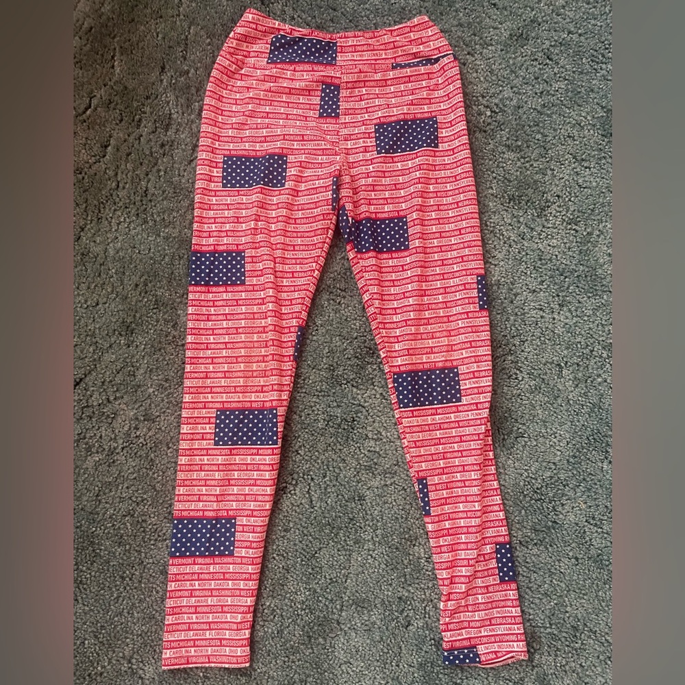 LuLaRoe Tween American Flag/ 50 States Leggings - Used
